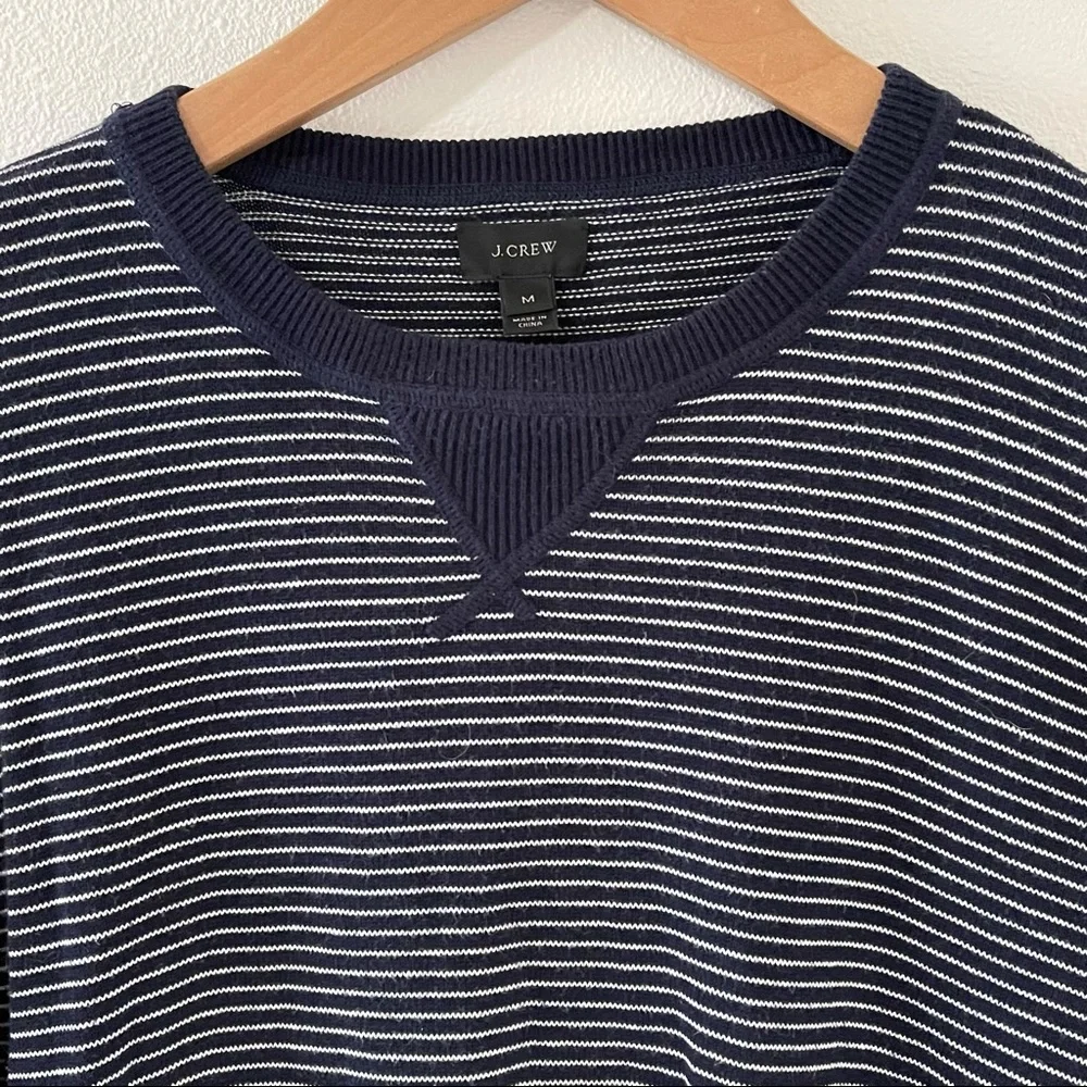 J. Crew Navy White Stripe Sweatshirt Sweater Preppy Academia Minimalist-Medium